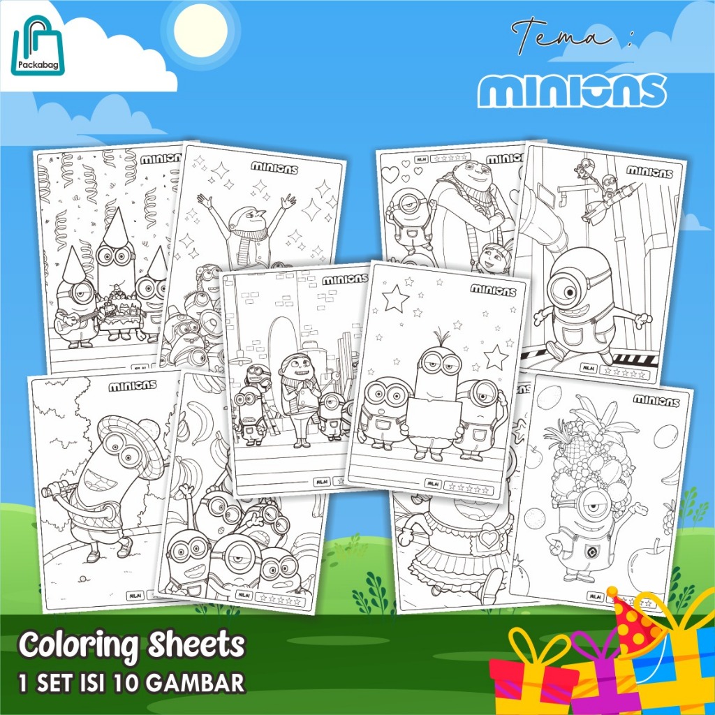 

KERTAS MEWARNAI A4 – 10 LEMBAR GAMBAR ANAK (MINIONS, NEMO, TOY STORY) PERMAINAN EDUKATIF & SERU