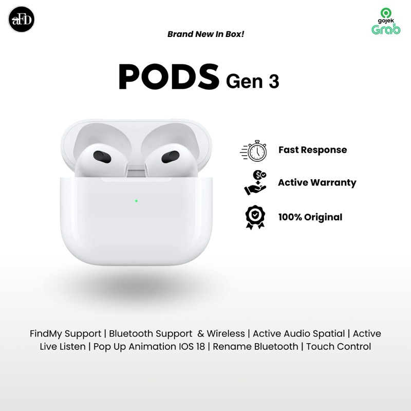 TWS Air/Pods Gen 3 Wireless - Bluetooth Headset Earphone Magsafe Mirror Space Charging Case Micropho