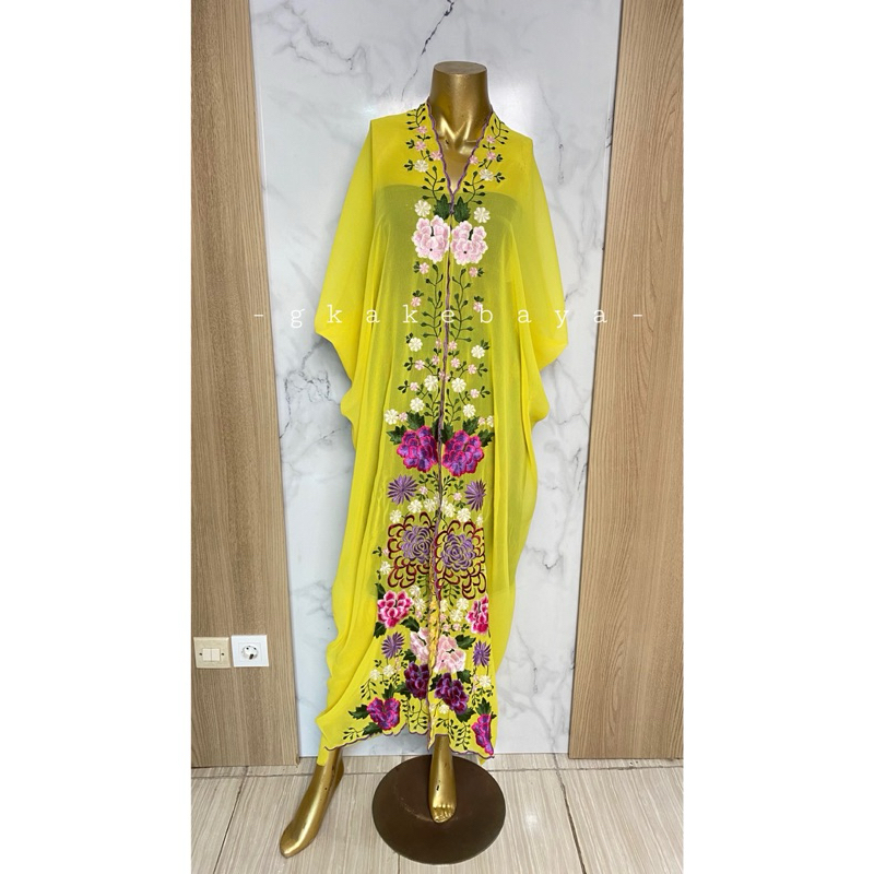 KEBAYA PANJANG BORDIR BUNGA KUNING/KAIN KEBAYA/KEBAYA BALI