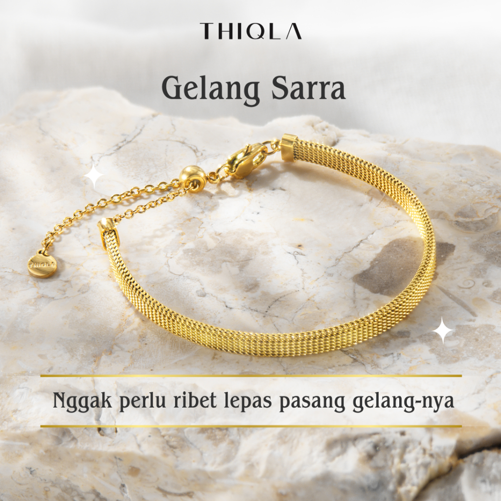 THIQLA - Gelang Serut SARRA - Gelang Estetik Wanita - Gelang Tangan Stainless Mirip Gelang Titanium 