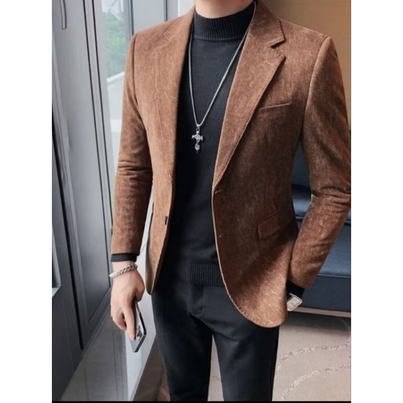 Jas Corduroy Pria Slim Fit Jas Blazer Corduroy Pria  Jas Blazer Pria Casual