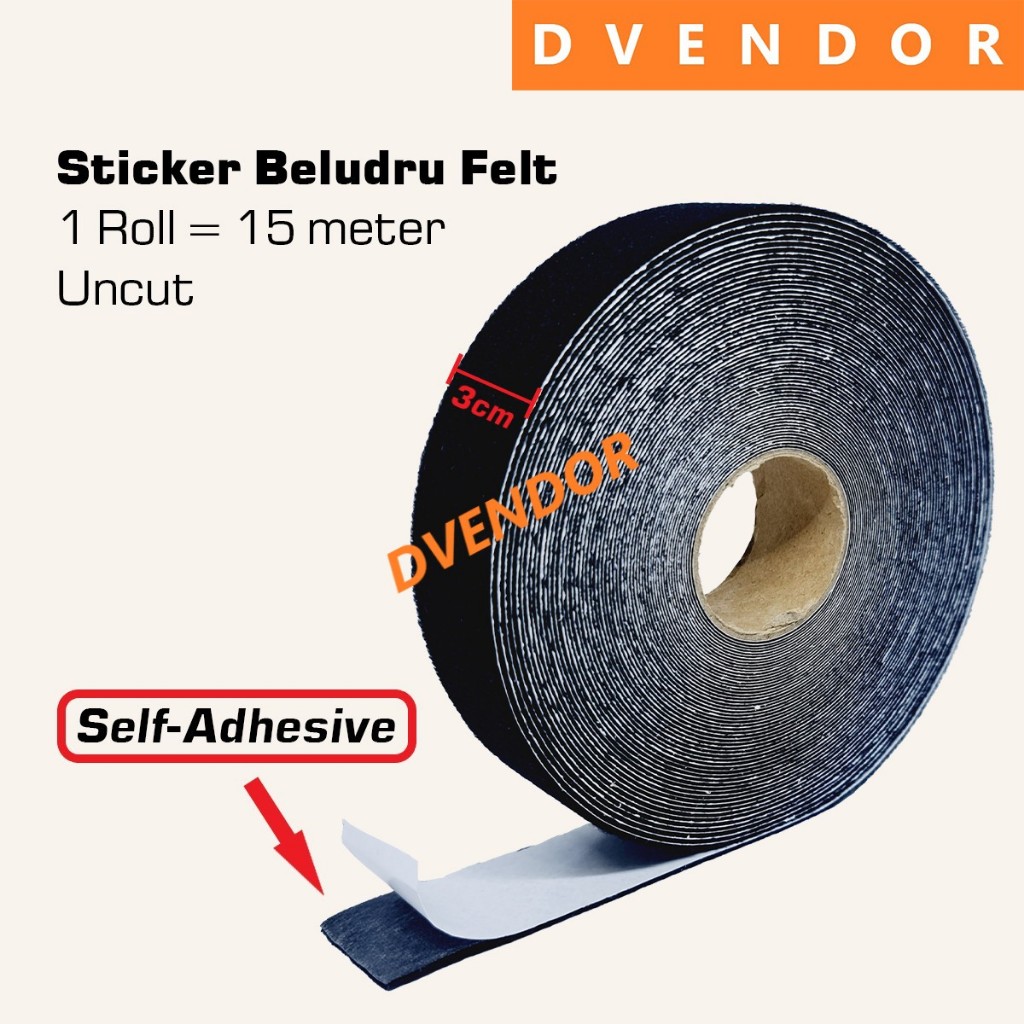 [DVENDORTOOL] 15M 1 Roll Flanel Sticker Felt Beludru Vinyl Rakel Scraper | Spare Part Flannel Replac
