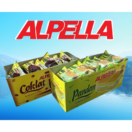 

Alpella Layer Cake Bolu Lapis Pandan / Cokelat 1 Box 24 Pcs
