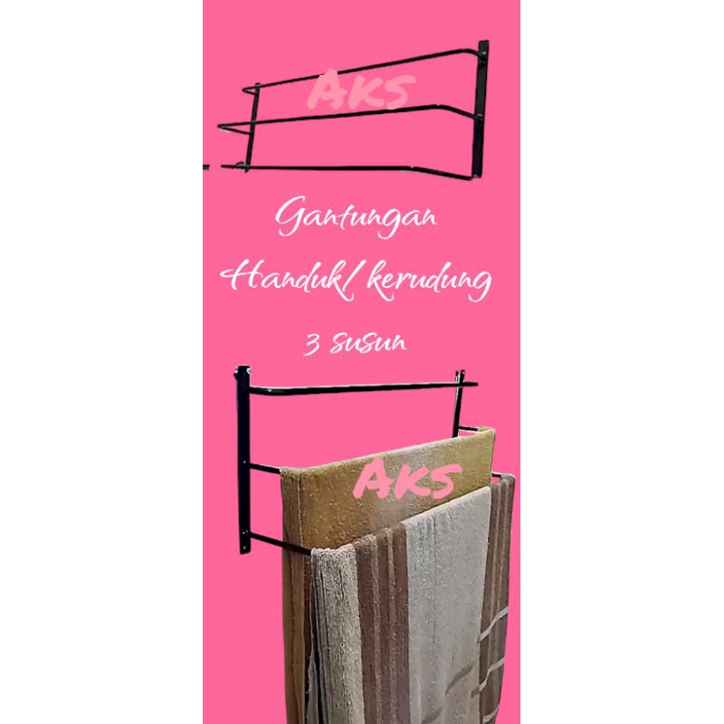 Gantungan Handuk Tempel Dinding 3 Susun Rak Handuk Kamar Mandi / kerudung buat dikamar / mukena