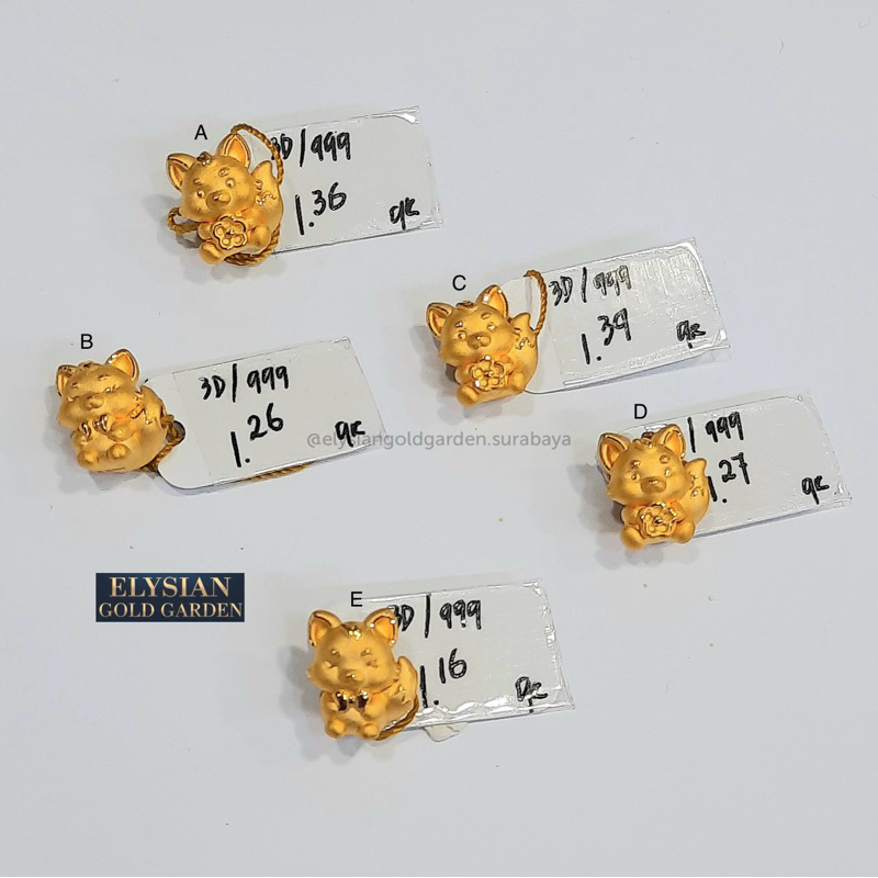 Charm Emas Tupai Gelang Tali