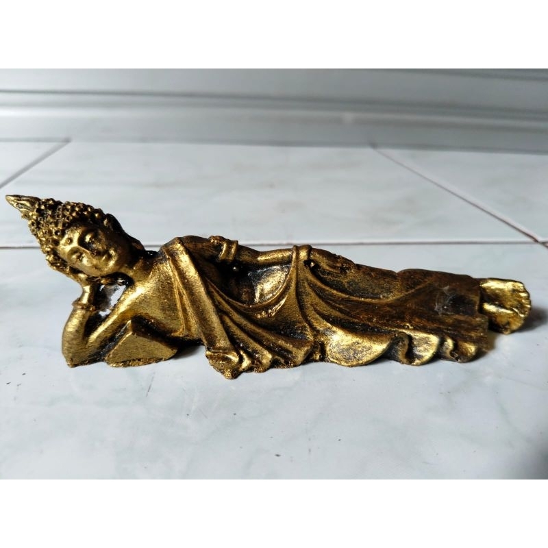 Patung Buddha Tidur Mini Finishing antik fiberglass