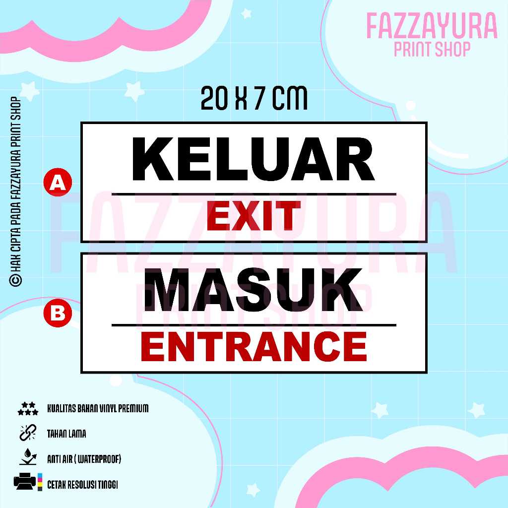 

STICKER PINTU MASUK DAN KELUAR 20 X 7 CM
