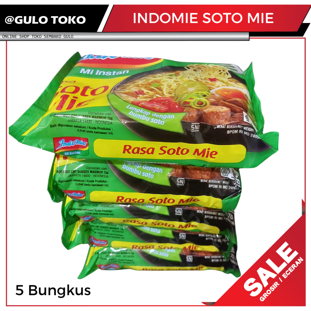 

MIE Indomie Soto MIe Rasa SOTO MIE Isi 5 Bungkus (GULO TOKO)