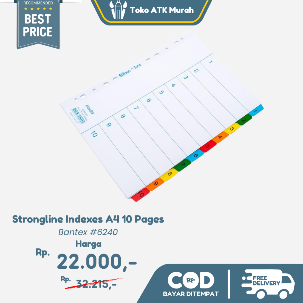

Bantex Strongline Indexes A4 10 Pages (1-10 index) #6240