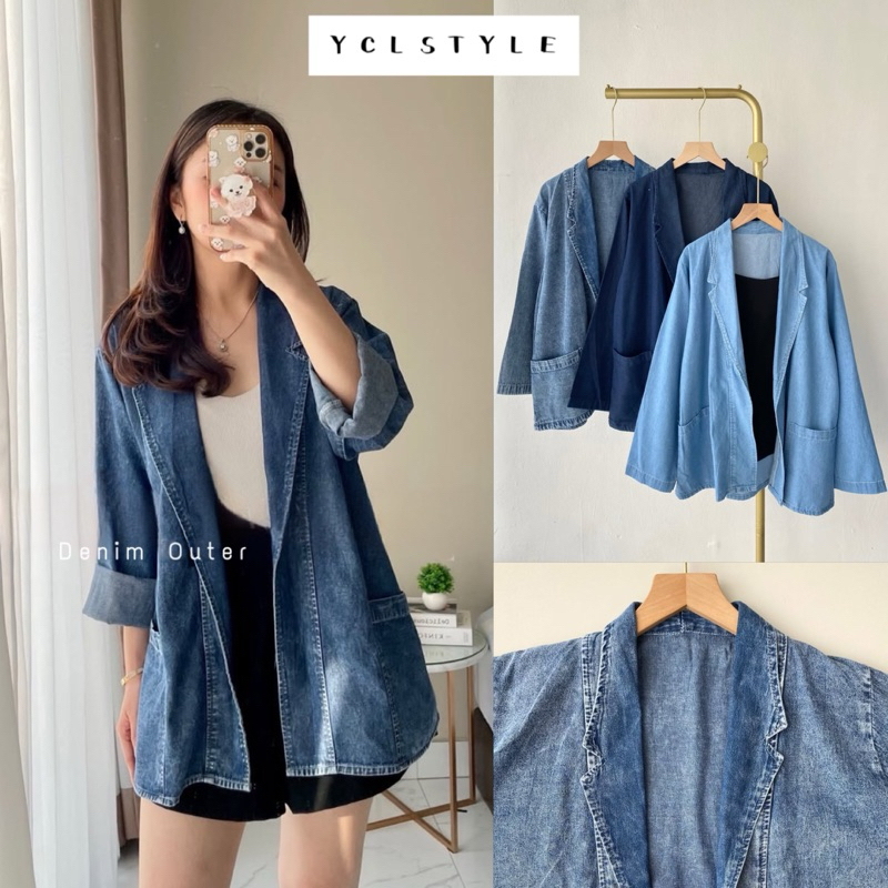 [ycl] AMBER DENIM OUTER - Outer denim wanita kasual | Luaran wanita denim semi formal kasual | Outer