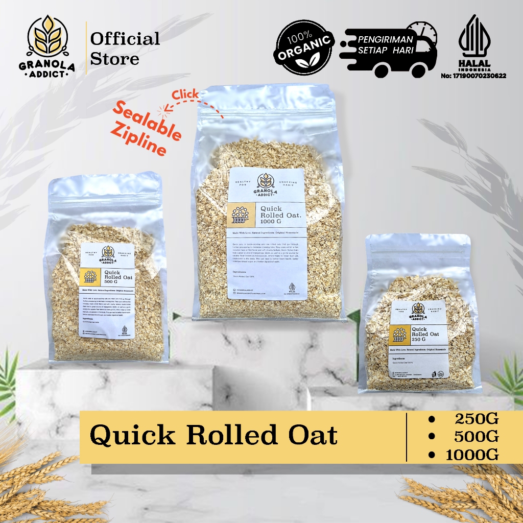 

Granola Addict - Quick Rolled Oat / Gandum Instant (250gr ; 500gr ; 1000gr / 1KG)