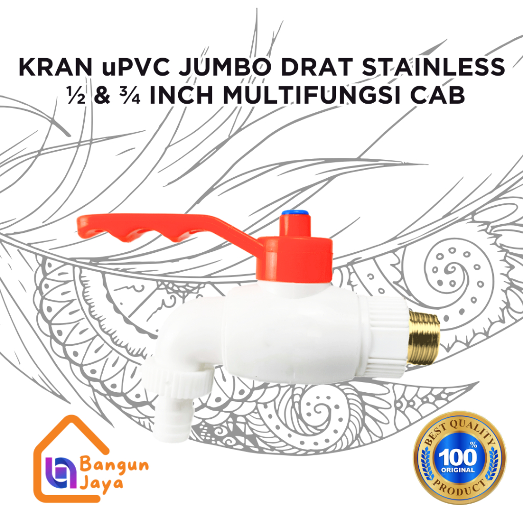 CAB Kran Air Kran Tembok Kran Taman Kran Masjid uPVC Jumbo Drat Stainless Kuning 1/2 inch 3/4 Inch –