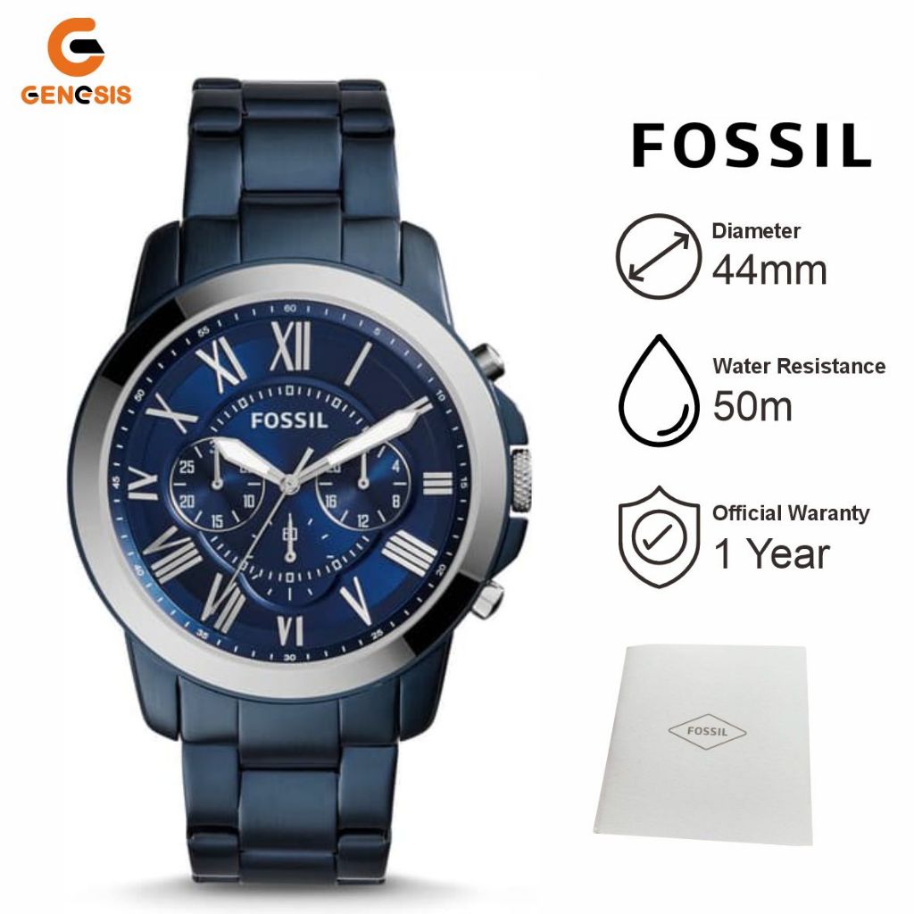 Jam Tangan Pria FS5230 Chronograph Quartz Strap Rantai Stainless Steel Navy