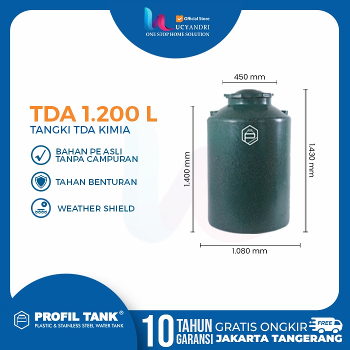 Tangki Air Plastik Profil Tank 1200 Liter Kimia Chemical TDA