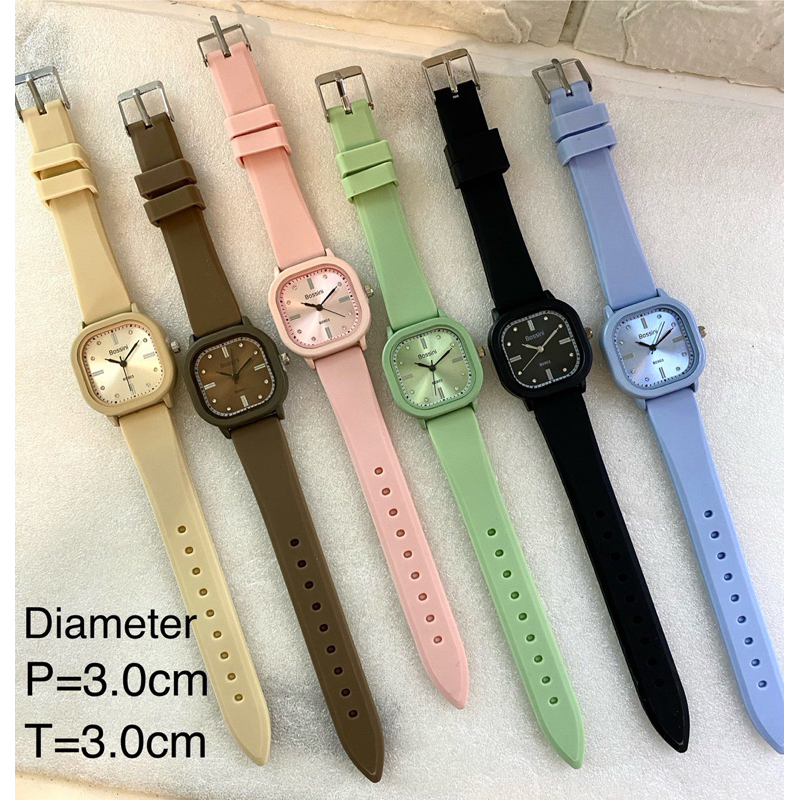 TERBARU,, Jam Tangan Wanita/Cewe Remaja/Dewasa Fashion BOSSINI Karet Warna