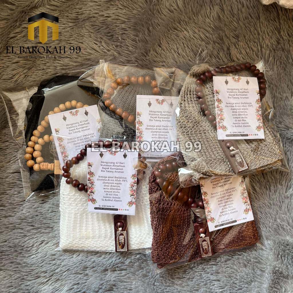 ELBAROKAH99 [Paket] Peci Tasbih Sauvenir Tahlilan / Souvenir Tahlilan 1000 / Souvenir Tahlilan Orang