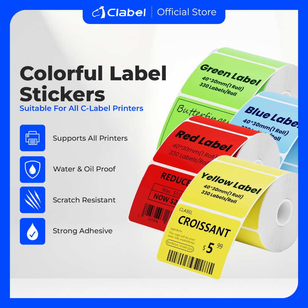 

CLABEL 221B/220B/230/320B COLOURFUL THERMAL LABEL STICKER WATERPROOF, PRICE TAG