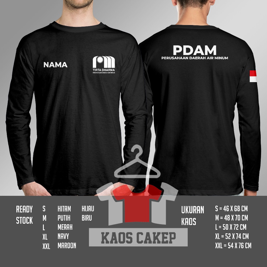 Kaos PDAM Perusahaan Daerah Air Minum Gratis Nama Kamu Lengan Panjang Baju Distro