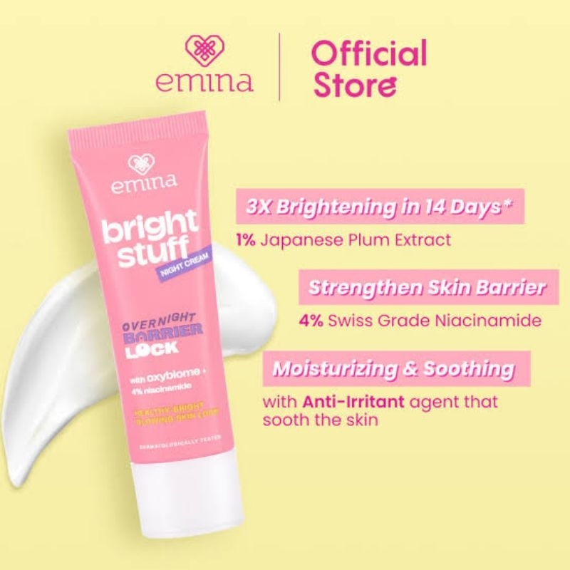 EMINA BRIGHT STUFF NIGHT CREAM NIGHT CREAM EMINA TERBARU CREAM EMINA MALAM CREAM MALAM EMINA ORIGINA