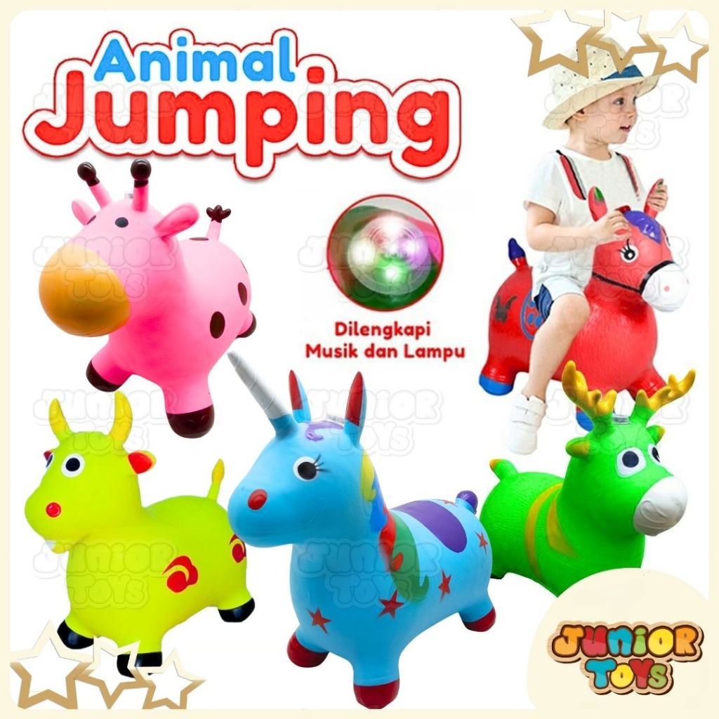 mewranistore - Kuda Kudaan Karet Jumping Animal Mainan Tunggang Anak Genjot Hewan Kuda Unicorn