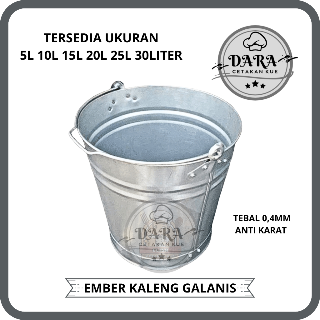 Ember Kaleng Galvanis Super Tebal Kapasitas 25 Liter Ember Serbaguna