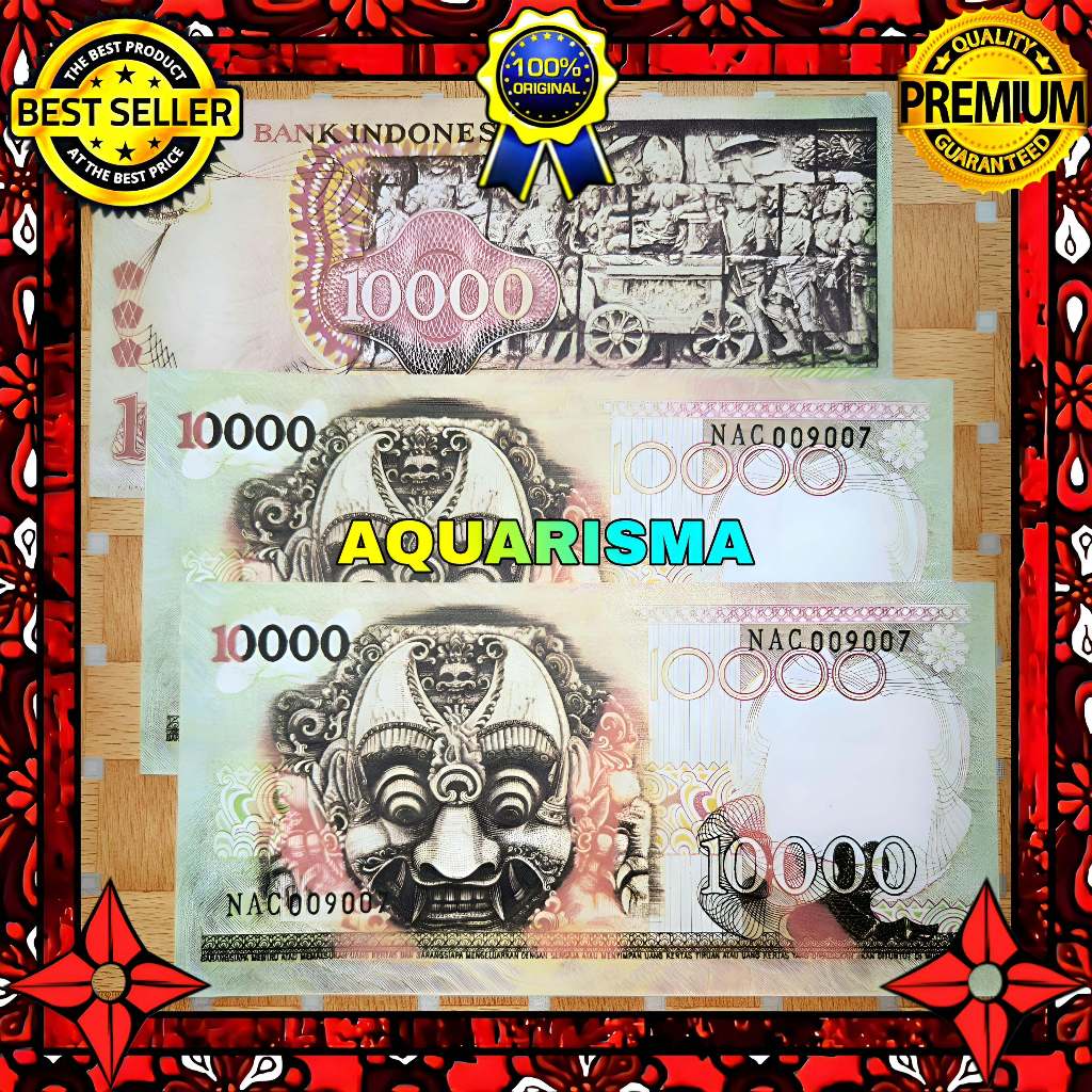 KOLEKSI NUMISMATIK - SOUVENIR REPRO UANG KUNO 10000 RUPIAH INDONESIA BARONG 1975