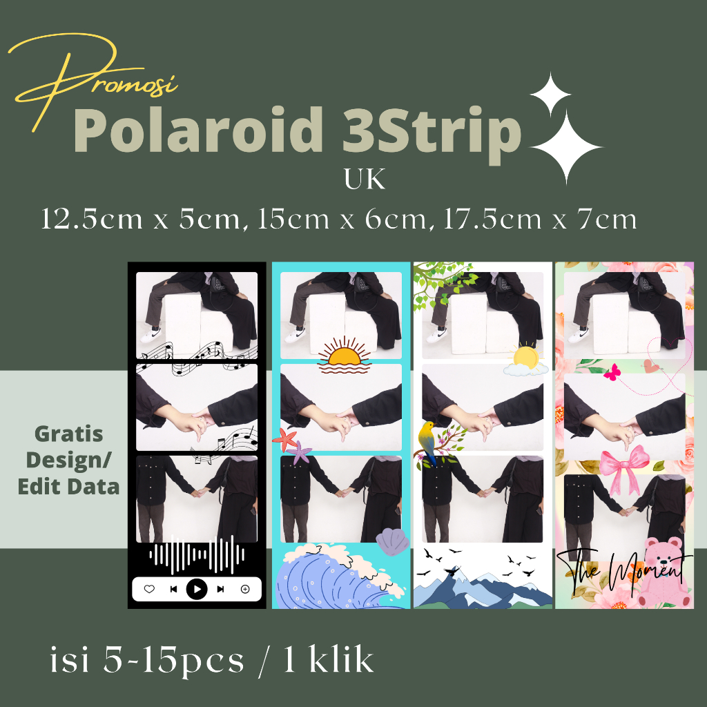 Cetak Polaroid Strip 3foto , Polaroid Strip , Cetak Foto Polaroid , Polaroid Strip custom