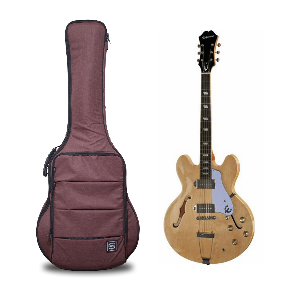 Zorc Official - JMH | Tas Gitar Elektrik Hollow Body | Gigbag Semi Hollow Denim Marun