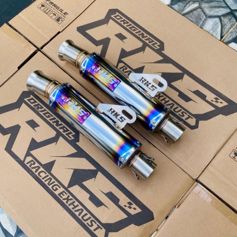 silincer knalpot original RKS inlet38 MODEL SALEMBA BLUE  TITAN 45 50mm aerox n max PCX Vario 125/15