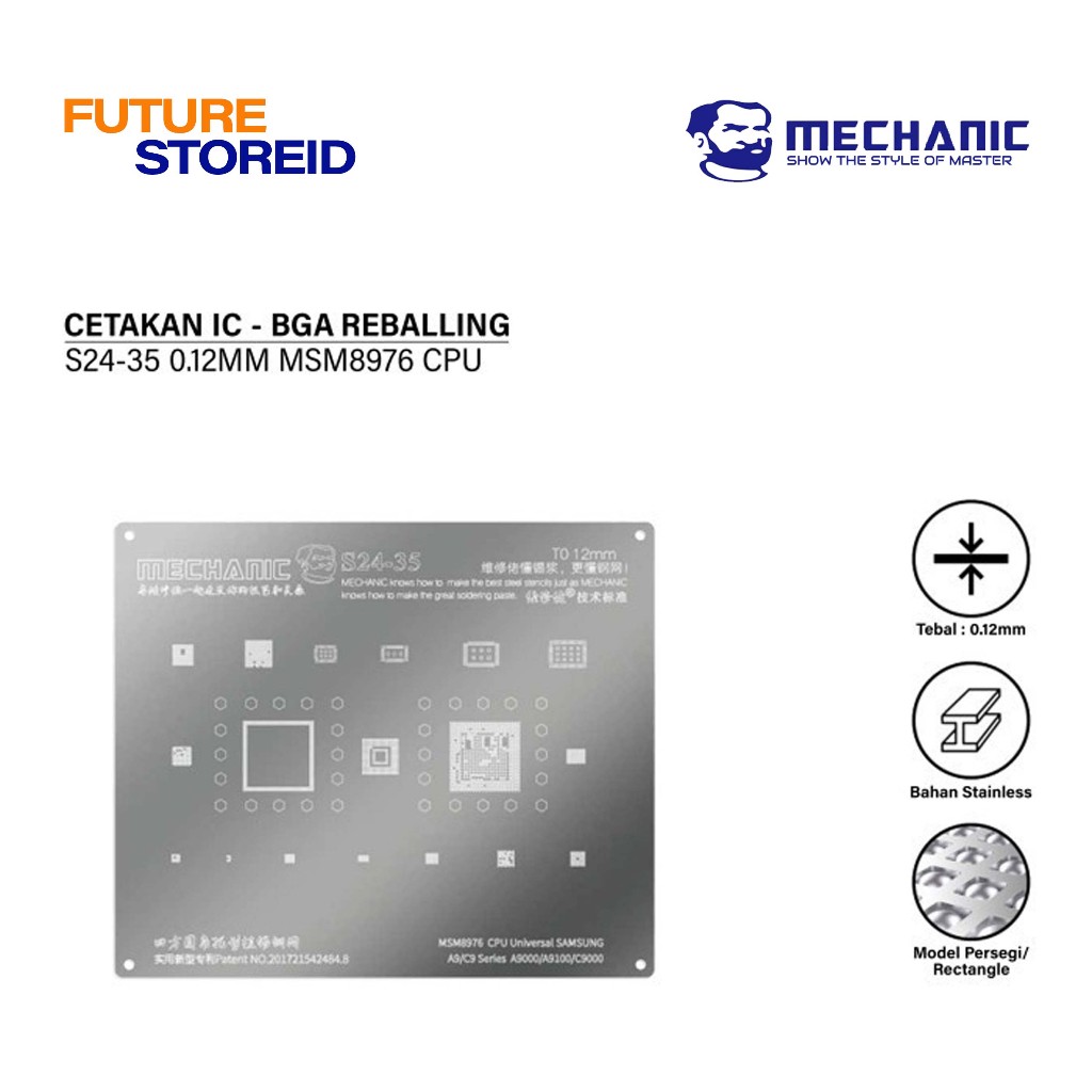 MECHANIC S24-35 CETAKAN IC 0.12M MSM8976 CPU cocok untuk SAMSUNG  A9/C9 Series A9000/A9100/C9000 ORI