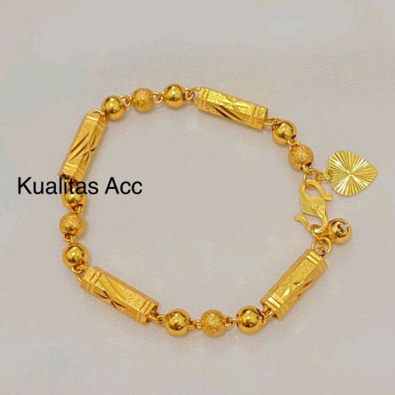 Gelang Bambu Titanium Lapis Emas Asli Anti Karat