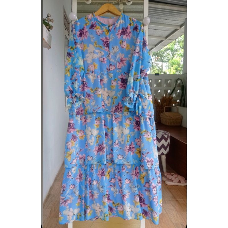 shania dress gamis ceruty bunga cantik murah dan kekinian gamis syari