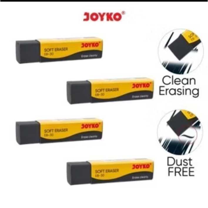 

(1 Pcs) Eraser Joyko EB-30 Soft Hitam, Putih, Rainbow / Stip / Penghapus Pensil Joyko