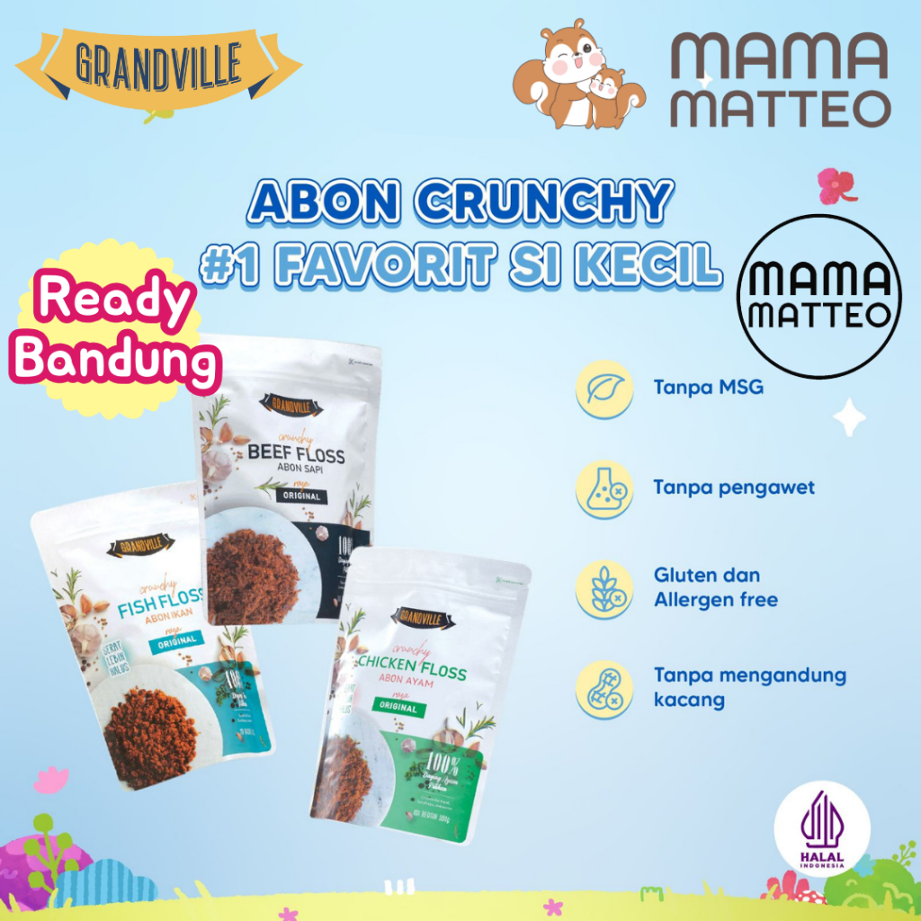 

GRANDVILLE Abon Crunchy Sapi Ayam Anak / Grand Ville Beef Chicken Floss Original Spicy Pedas / BANDUNG