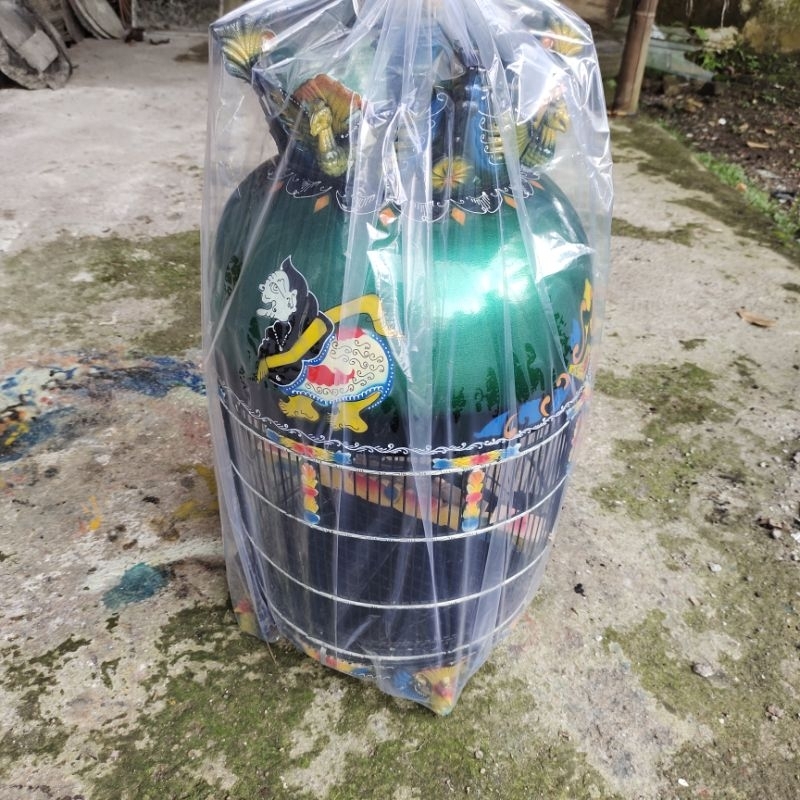 SANGKAR/KANDANG PERKUTUT MAHKOTA MERAK FULLSET AKSESORIS PIBER MOTIF WAYANG - KHAS LOKAL CIANJUR