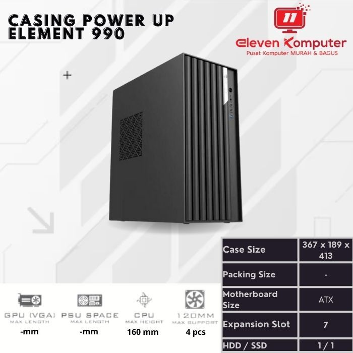Casing PC Office / PC Case Power Up Element 990 - Include PSU