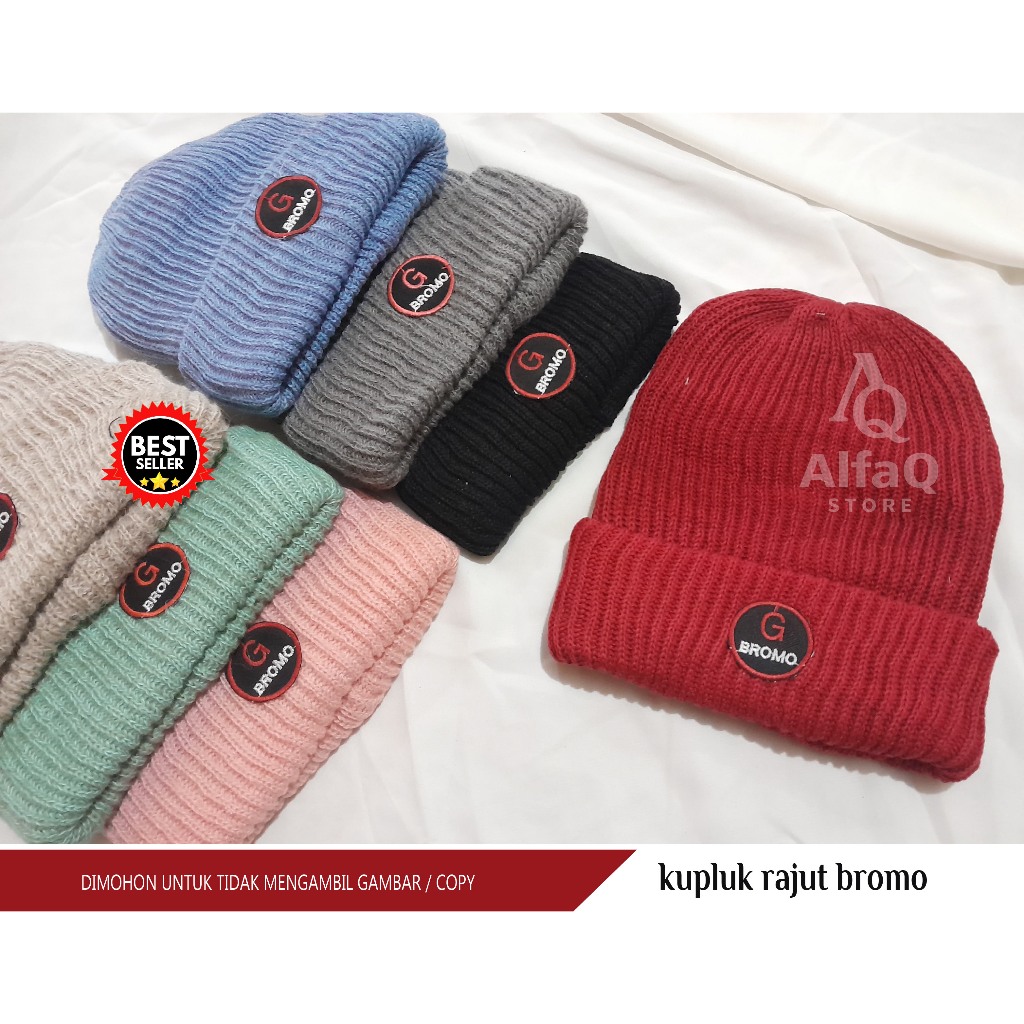 kupluk bromo rajut tebal dingin, keprus bromo, kupluk bannie dewasa, topi musim dingin pria wanita (