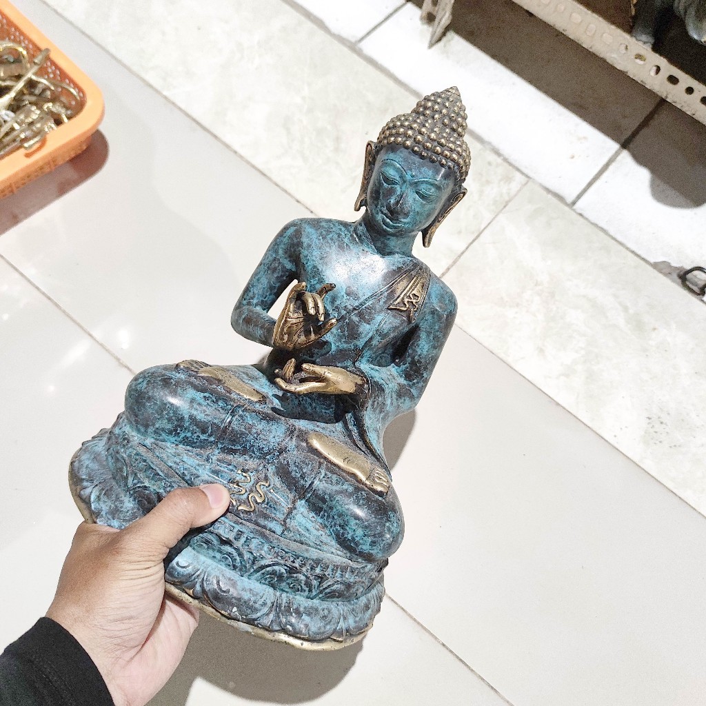 patung buddha perunggu 32cm buda budha brass