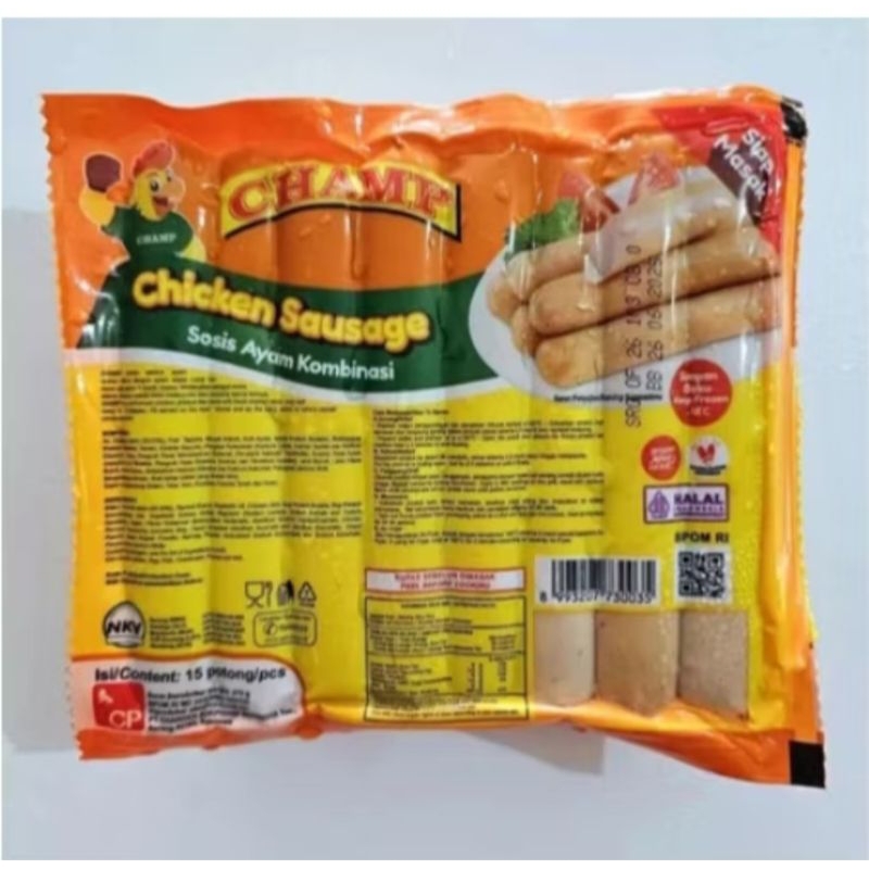 

sosis champ 375g isi 15 chiken sausage halal