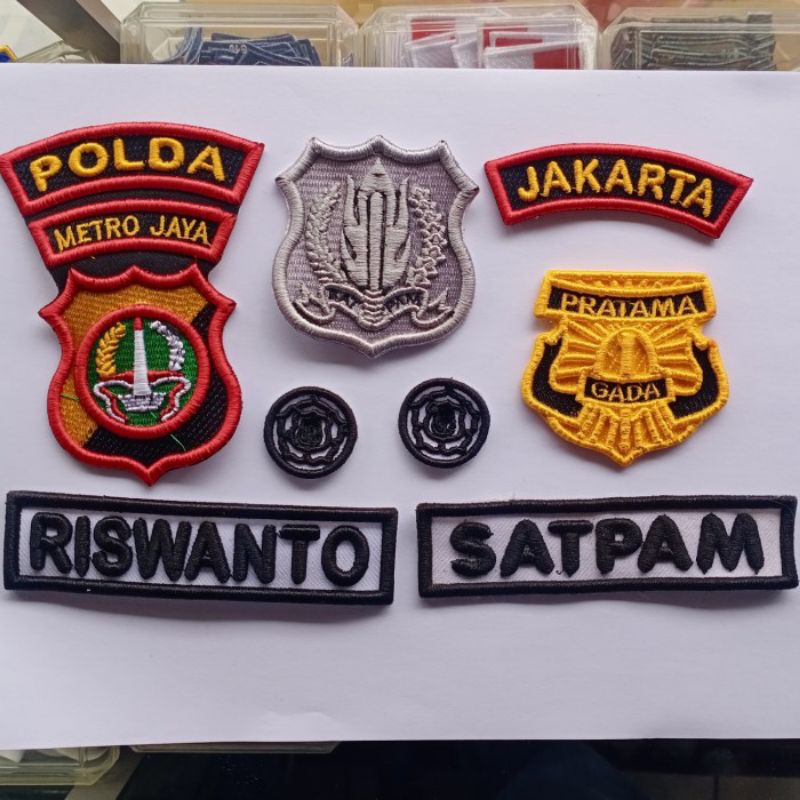 Bordiran Satpam Timbul - Bet Satpam - Patch Satpam 1 paket dan nama