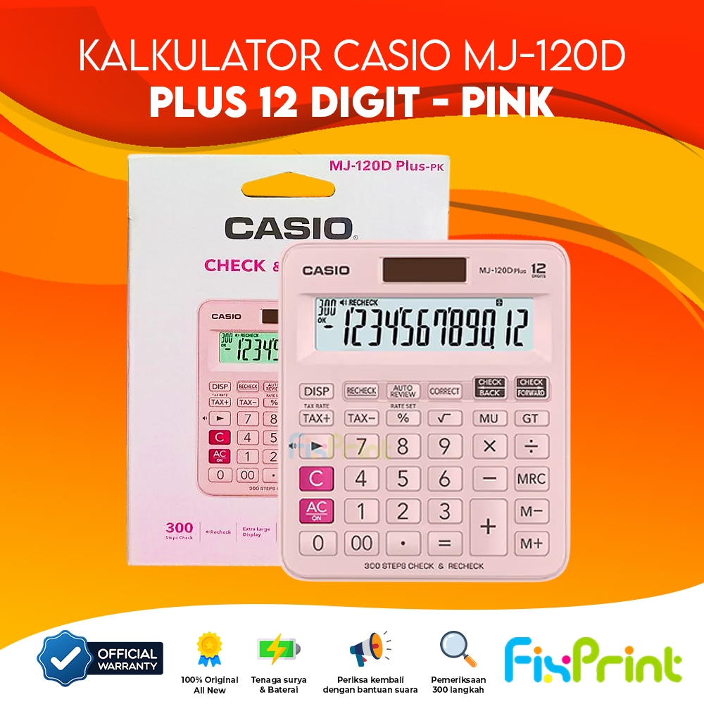 

Calculator Casio MJ 120D Plus 12 Dit Kalkulator Desktop Check and Correct MJ-120D 12 Dits Cek Ulang