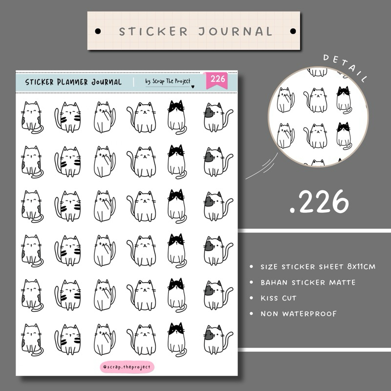 

STICKER PLANNER JOURNAL / CAT DOODLE DECO STICKER / SCRAPBOOK STAMP / STP - 226