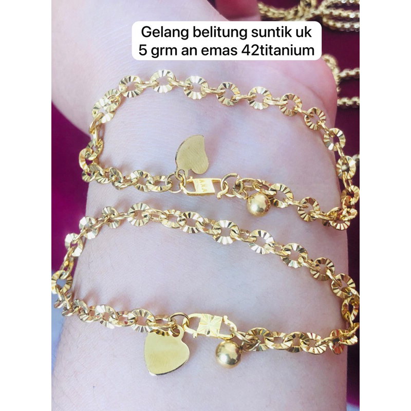 gelang belitung suntik titanium motip emas