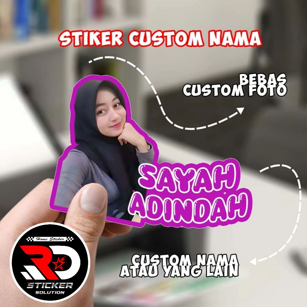 Stiker Custom Foto & Nama Stiker Tahan Air Stiker Helm Stiker Laptop stiker nama dan foto custom
