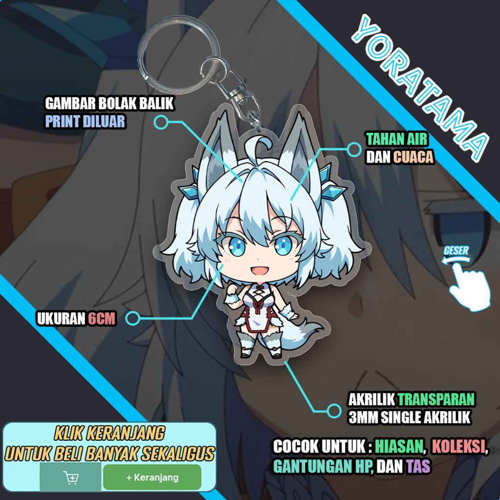 Gantungan Kunci Setsuna Redo Of Healer, Keychain Anime Lucu