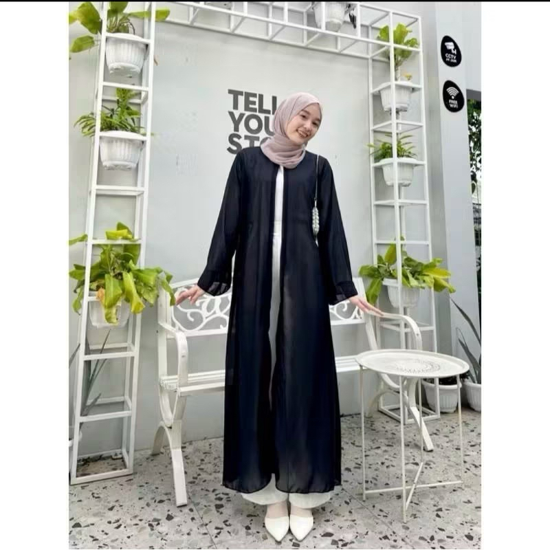 YOONA LONG DRESS OUTER MUSLIMAH  BAHAN CERUTY BABYDOLL