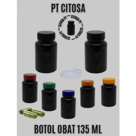 Botol Obat 135 ml Hitam / Botol 135 ml Hitam / Botol Kapsul Hitam / Botol Tablet Hitam