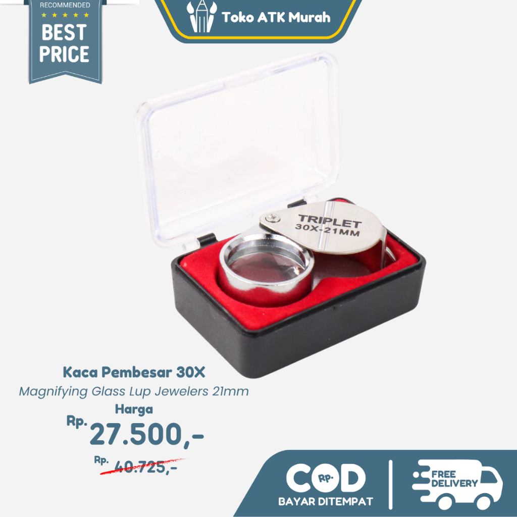 

Kaca Pembesar 30X Handhled Magnifying Glass Lup Jewelers 21mm