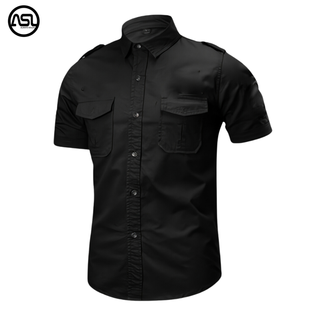 Kemeja Tactical Hitam Lengan Pendek / Kemeja Tactical / Kemeja Pria / Kemeja / Kemeja Pria Lengan Pe
