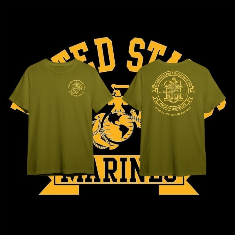 Kaos US ARMY T Shirt Military Design USMC CORPS "Eleventh Marine Expeditionary Pride of The Pacific"